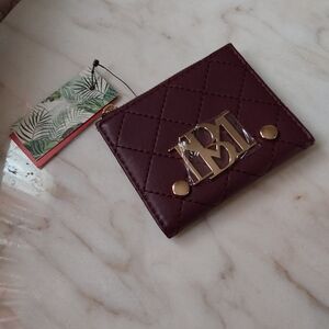 NWT Badgley Mischka Plum Card Holder, Mini Wallet In Faux Leather